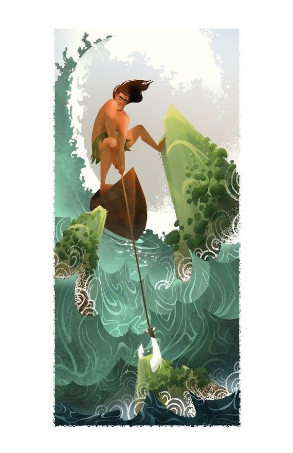 Modern artistic interpretation of Fishing God