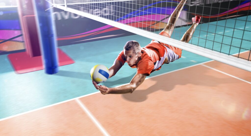Volleyball match action